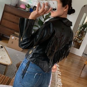 Vintage leather fringe jacket